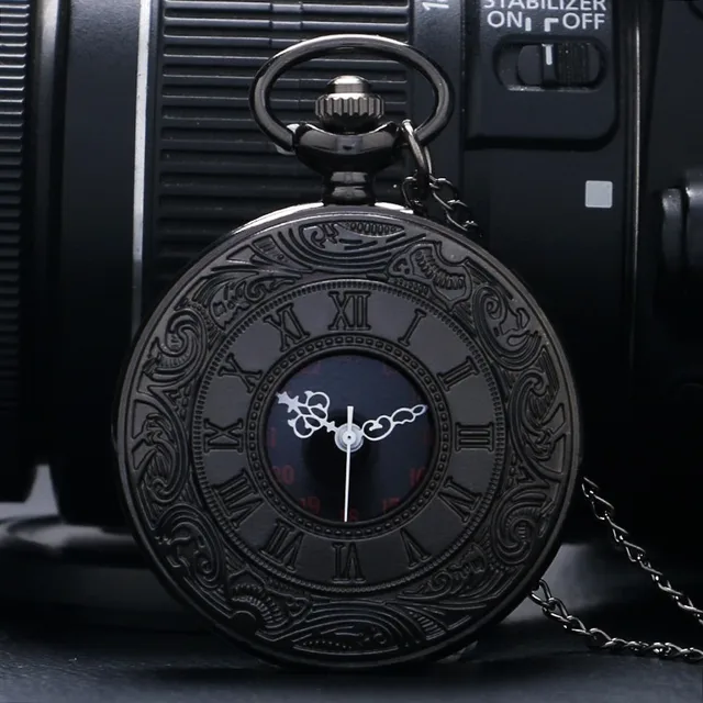 Vintage Charm czarny unisex moda cyfra rzymska kwarcowy Steampunk zegarek kieszonkowy kobiety mężczyzna naszyjnik wisiorek z łańcuszkiem prezenty P427