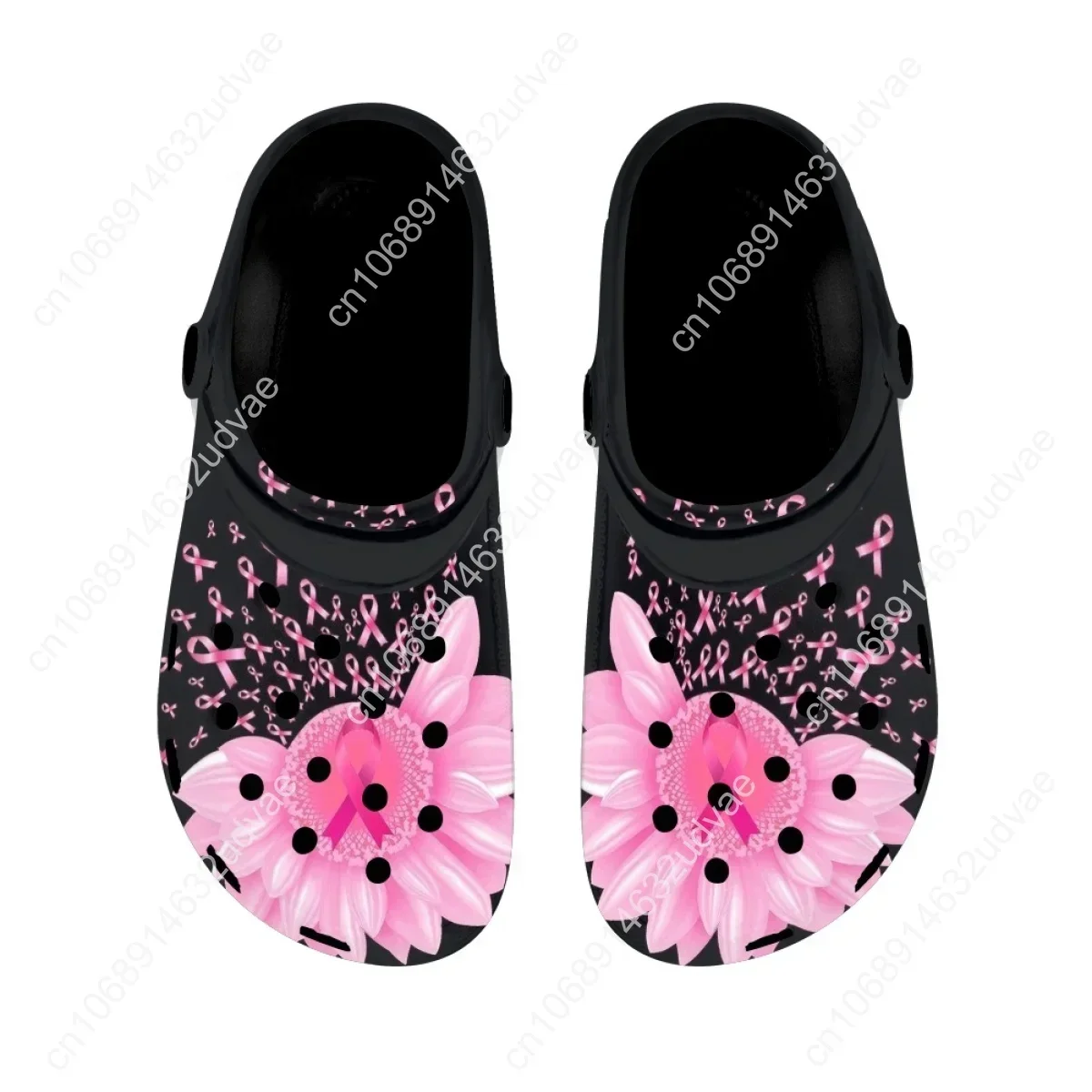 Sunflower Breast Cancer Women Hole Shoes Summer Non-slip Girl Beach Shoes Home Slippers Outdoor Personalized Sandals Female New