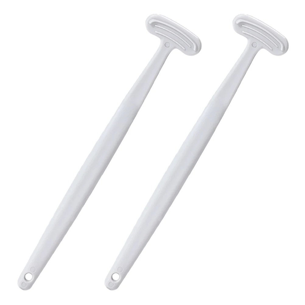 

2pcs Tongue Cleaner Scrapers Reusable Oral Care Tool White Double Sided Effective Breath Solution Quality Performance