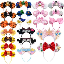 2024 New Design Pattern Mickey Mouse Ears Hairband Sequin Bows Girl Adult Kids Halloween Party Cosplay Hair Accessories