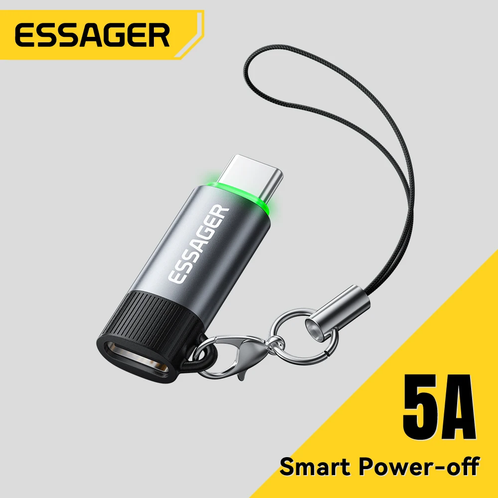 

Essager Type C to Type C Adapter Type-C Female to Type-C Male Converters For iPhone17 16 Samsung Macbook Smart Power-Off Adapter