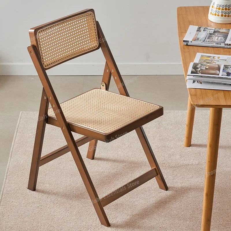 Stackable Dining Chairs Wood Folding Dining Room Chair Woven Seat Kitchen Balcony Furniture Sillas Para Comedor Patio Chair