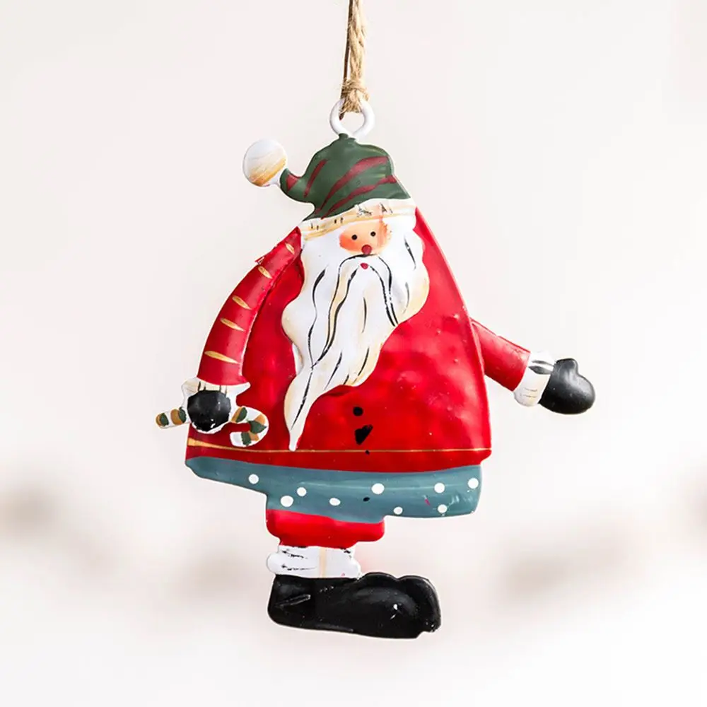 Metalen Kerstversiering Hangende Hangers Cartoon Angel Santa Claus Sneeuwman Xmas Boom Drop Ornamenten Festival Leveren Geschenken