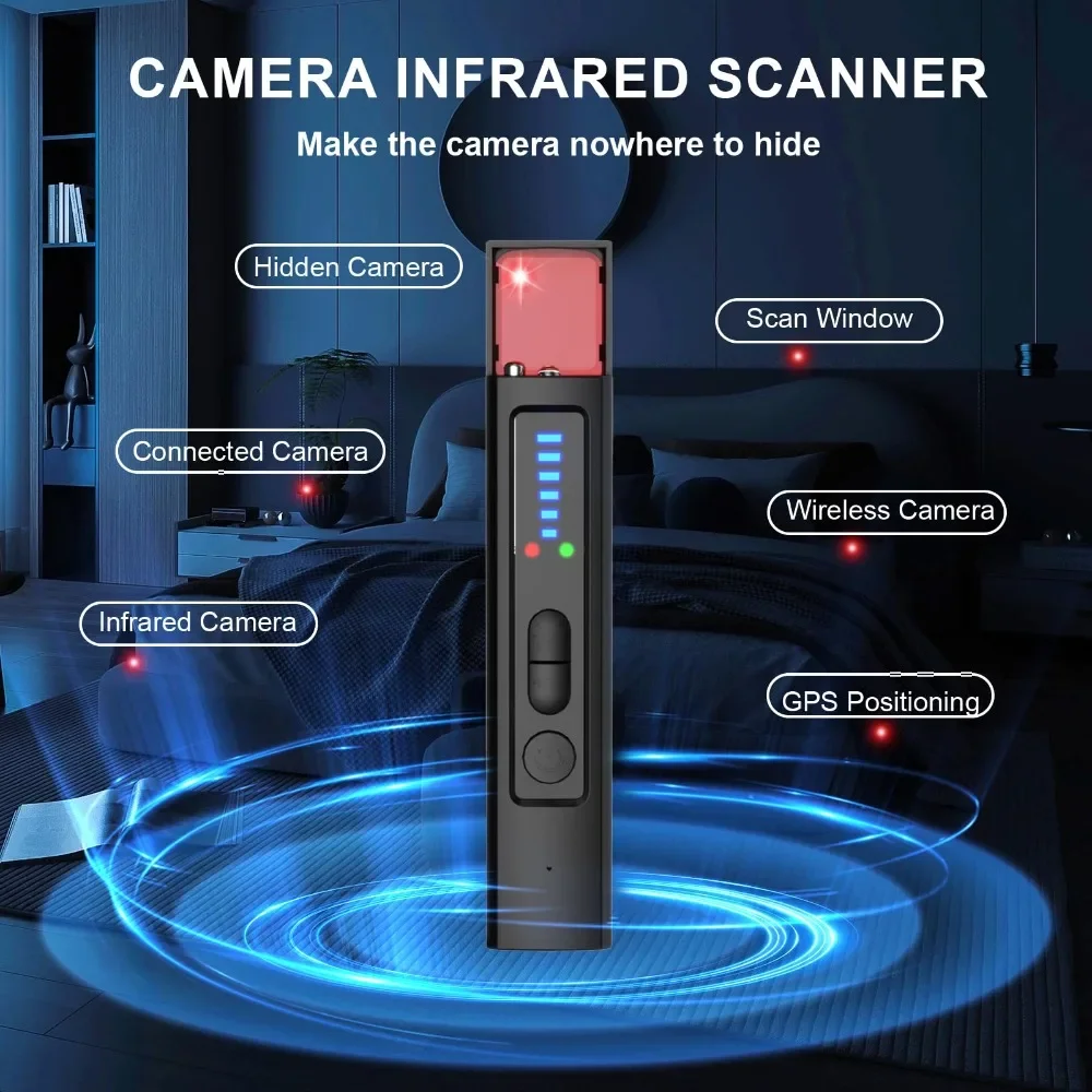 New Hidden Camera Detector, Infrared Scanning, GPS & Eavesdropping Detection, Adjustable Sensitivity, for Hotel/Car/Room Privacy