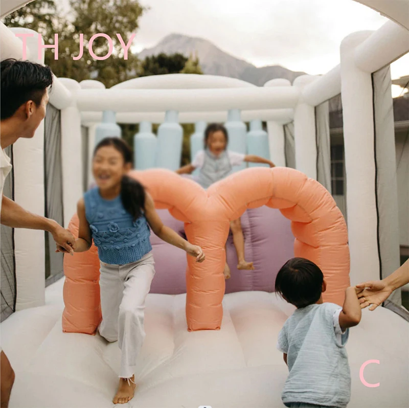 nave aerea veloce a porta, corso di ostacoli gonfiabile 6x2,5 m, scivolo gonfiabile bianco per bambini 2024 con giochi per ostacoli gioco di canestro da basket