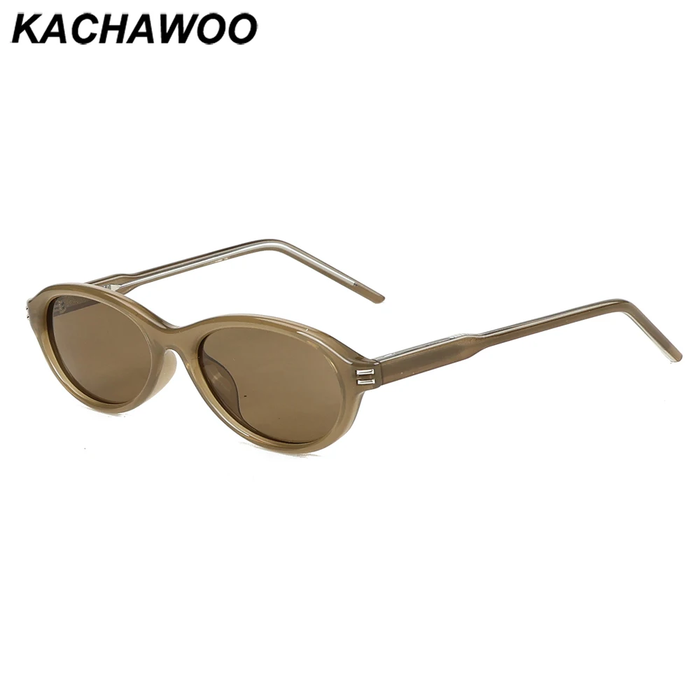

Kachawoo vintage oval sunglasses polarized fashion brown black TR90 cat eye sun glasses for men women decoration Korean style
