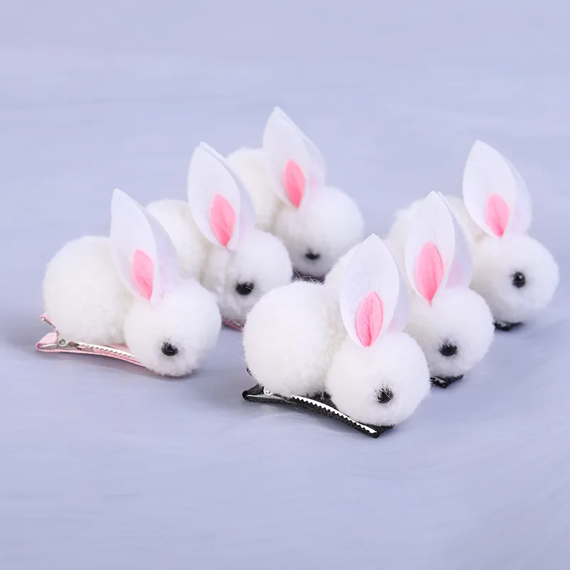 Cute Plush Hair Ball Rabbit Hair Clip Children\'s Girl Hairpins Korea Fashion Hair Accessories Kids Headwear Barrette Ornaments