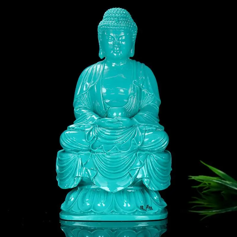 Chinese Natural Turquoise Handcarved Exquisite Sakyamuni, The Founder of Buddhism Statues Carving Living Room Home Decoration