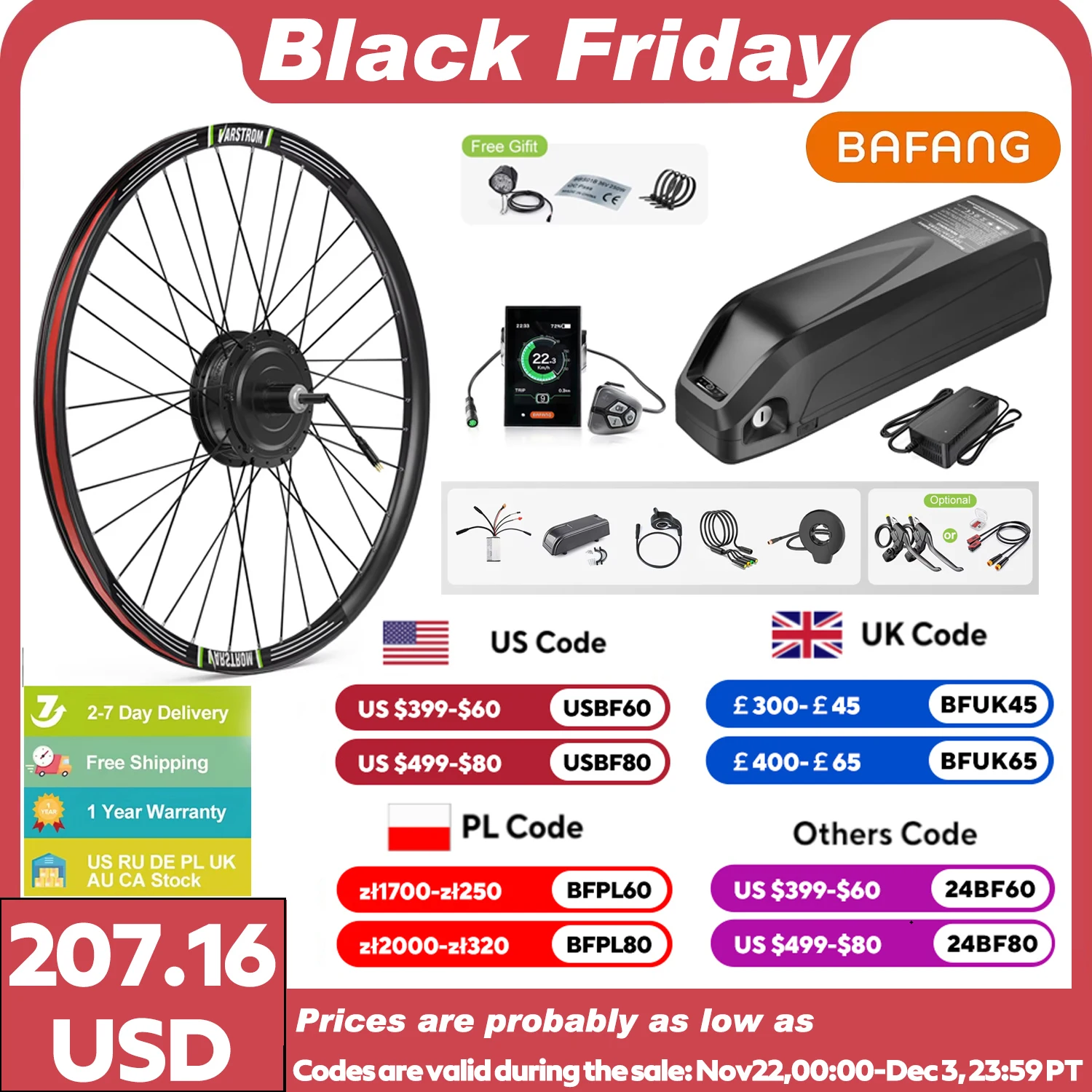 Bafang 500W EBike Kit Rear Drive Wheel Hub Motor Electric Bike Brushless Motor Bicycle Conversion Kit 20Ah 17.5Ah 13Ah Battery