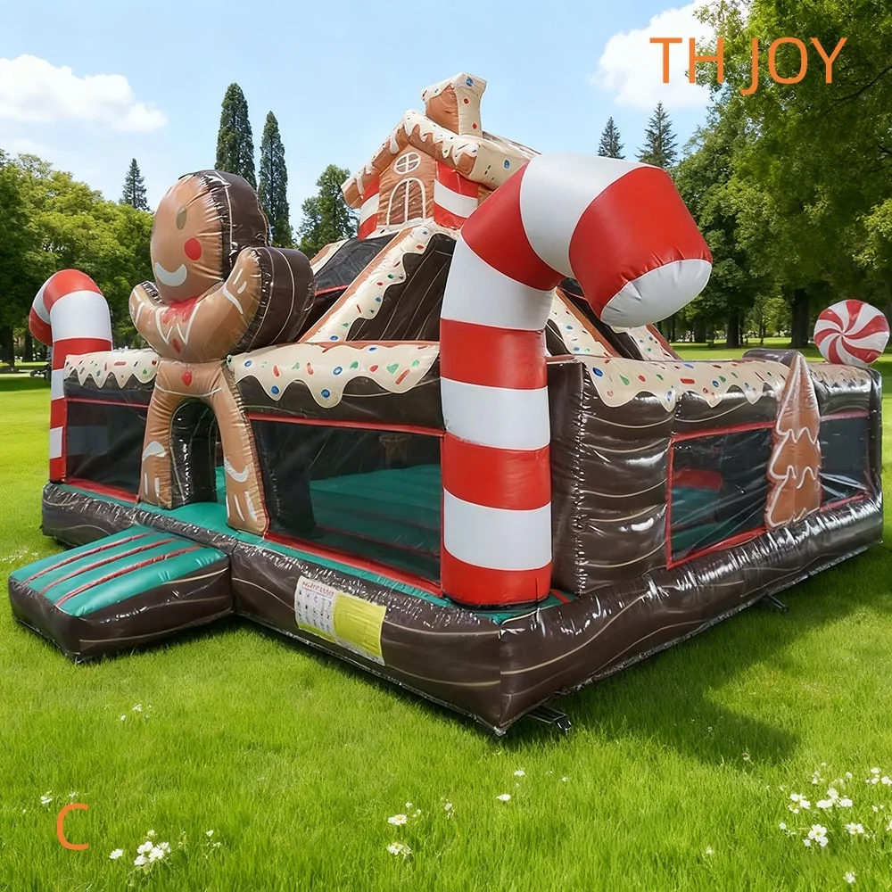von Versand bis zur Tür, 2025, aufblasbare Hüpfrutsche für Weihnachten, Lebkuchen-Türsteher-Rutsche für Kinder