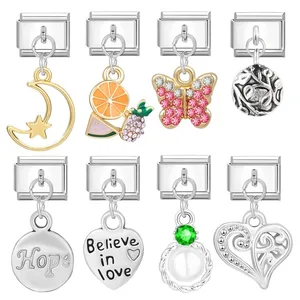 Edelstahl -Charmeperlen, Zirkon, Herz, Stern, Muschelanhänger, italienisches Armband, Schmuck, DIY, Großhandel, Mode, 9mm 8 Hauptverkaufsstar Ninja Steel - №1