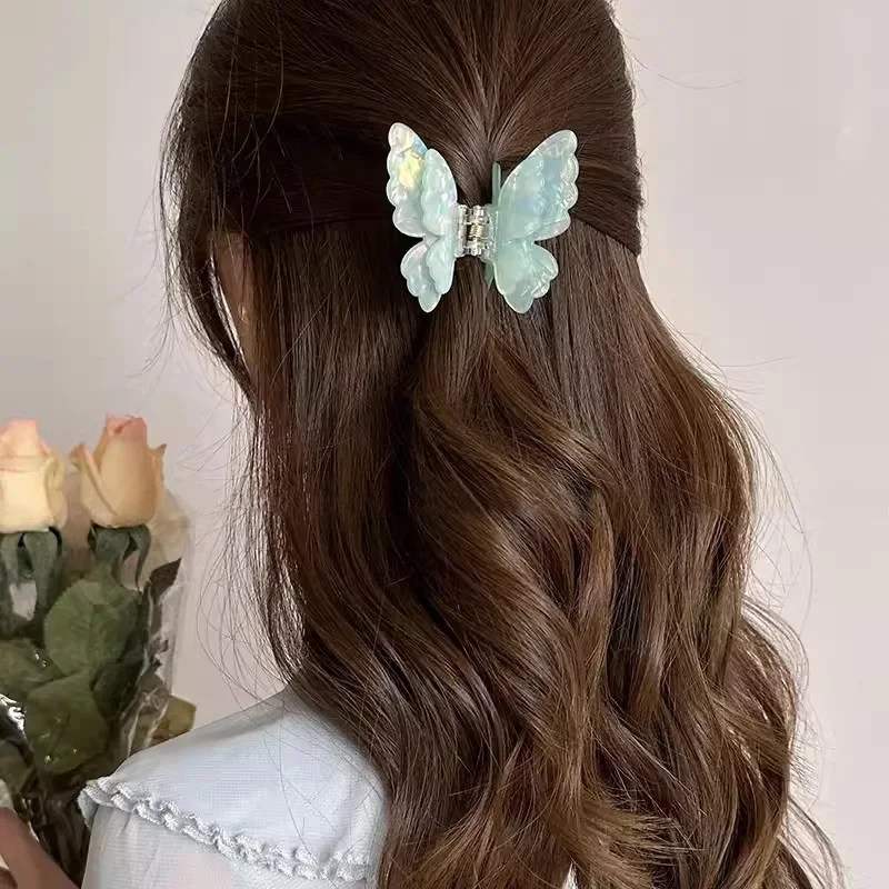 

1PC Retro Butterfly Hair Claw Colorful Acetate Crab Hair Clip Summer Sweet Princess Shark Clip Coiled Hairpin Hair Accessories