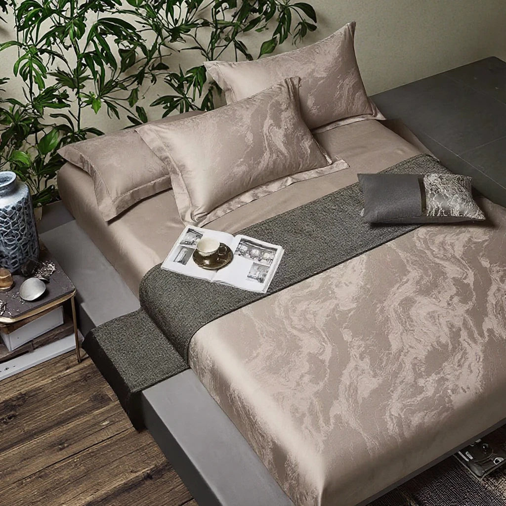 

Luxury 100% Cotton Bed Sheet Set 4pcs with Solid Floral Cartoon Plant Patterns Woven Technique Home Hotel Hospital Use