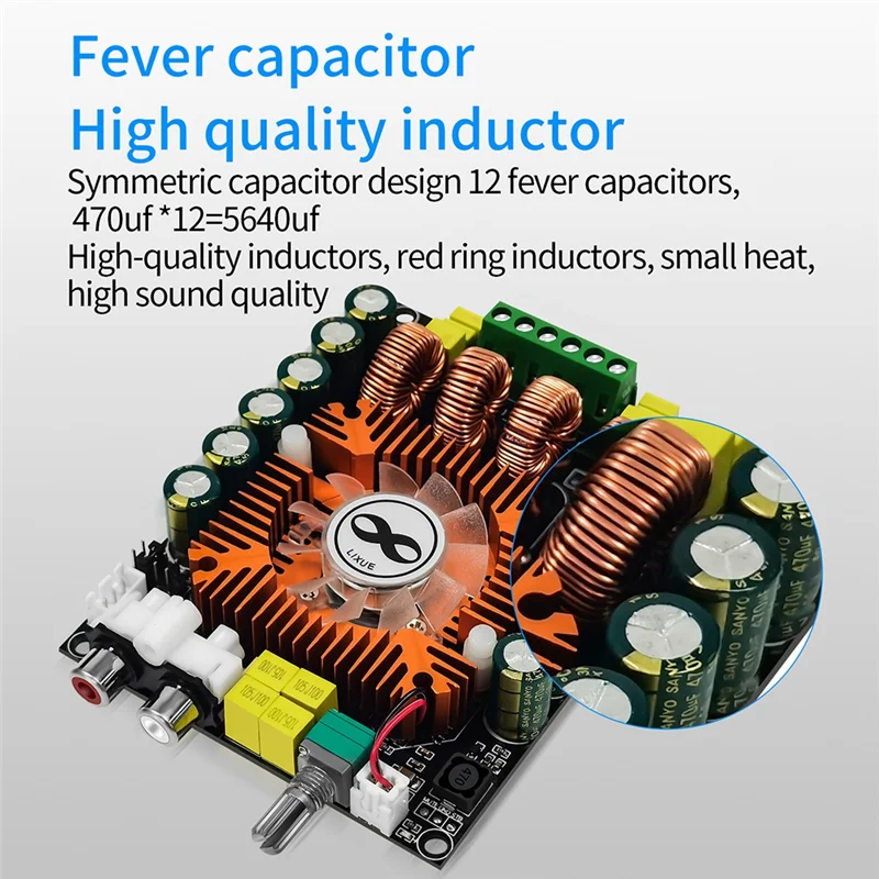 M18K-TDA7498E 2.0 HIFI Stereo Module 160Wx2 Digital Power Amplifier Board 3 Pcs BTL 220W High Power Support Cooling Fan