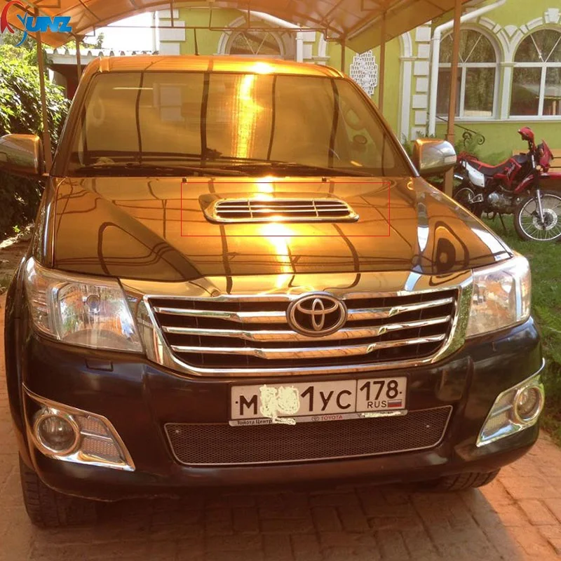 ABS Chrome Small Hood Scoops Outlet Cover For Toyota Hilux Vigo 2011 2012 2013 2014 Car Styling Accessories Double Cabin