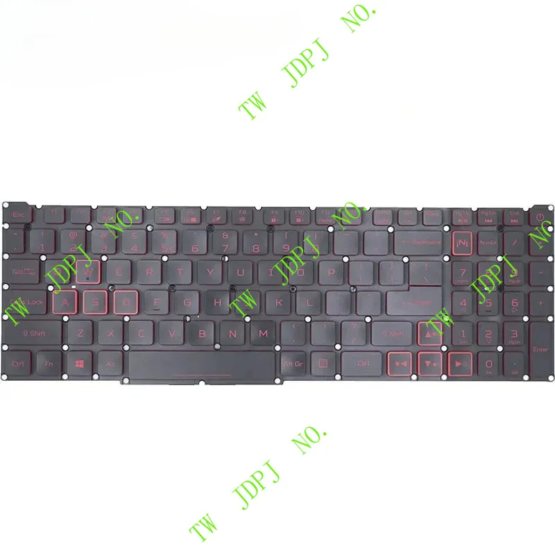 PJSE Replacement US Keyboard for Acer Predator Helios 300 PH315-52 PH315-53 / AN515-43 AN515-54 Red Frame with Backlit