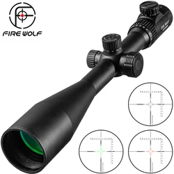 Fire Wolf-Hunting Scopes, Roda Lateral, Parallax, Óptica de Ajuste, Riflescope, Ponto Vermelho e Verde, Visão para Scopes, 10-40X56 AOE