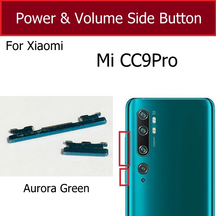 On Off Power Volume Side Button For Xiaomi Mi CC9 Pro Mi Note 10 Pro Mi Note 10 Lite Power Volume Switch Key Button Repair Parts