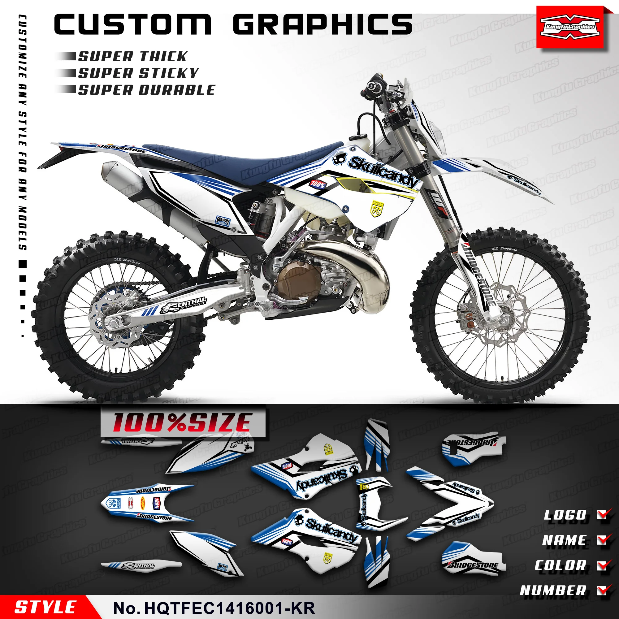 

KUNGFU GRAPHICS MX Sticker Decal Kit for Husqvarna TE125 TE250 FE350 FE450 FE501 / TC 125 250 / FC 250 350 450 2014 2015 2016