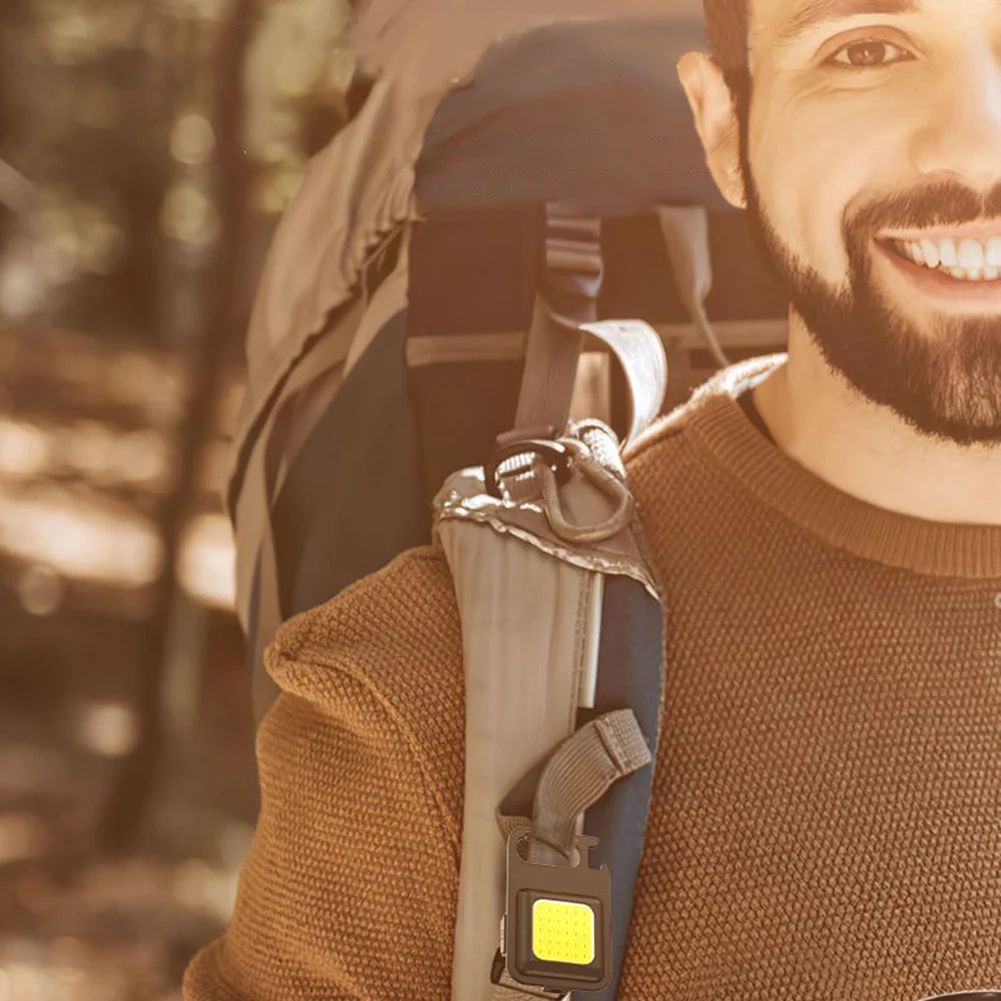 COB Pocket Work Light Multifunctional LED Mini Working Light 4 Modes with Hook Bottle Opener for Outdoor Camping Hiking