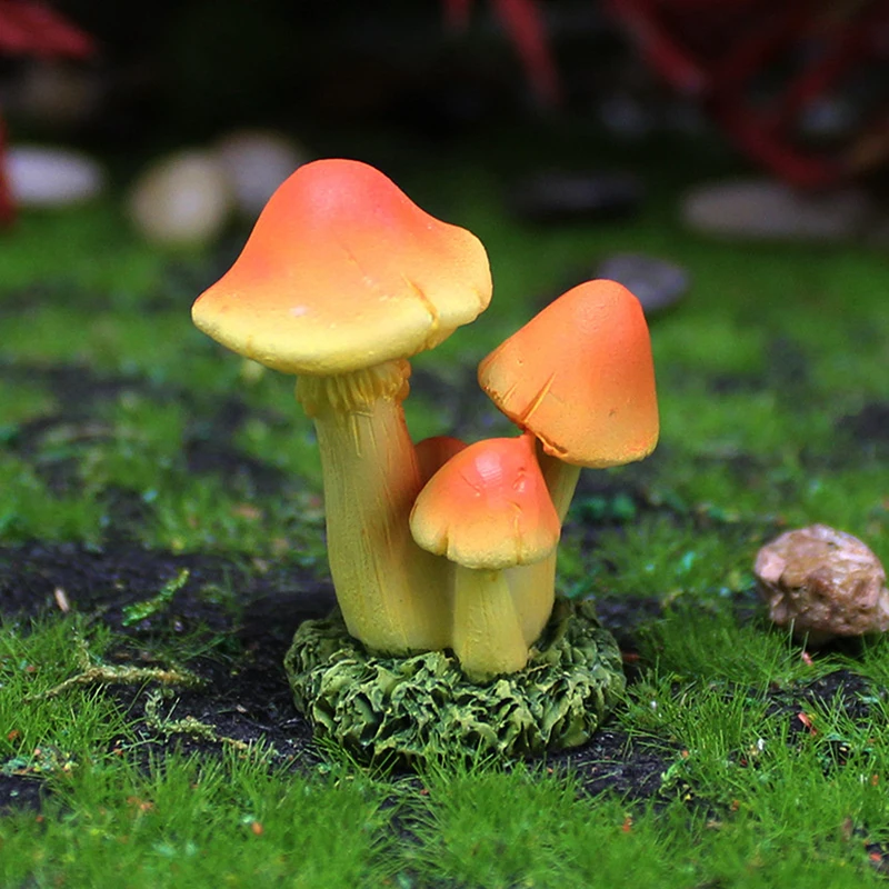 New 1/3PCS/set Simulated Mushroom Ornaments Garden Resin Flower POTS Decorated Moss Microlandscape Home Decoration Accessories