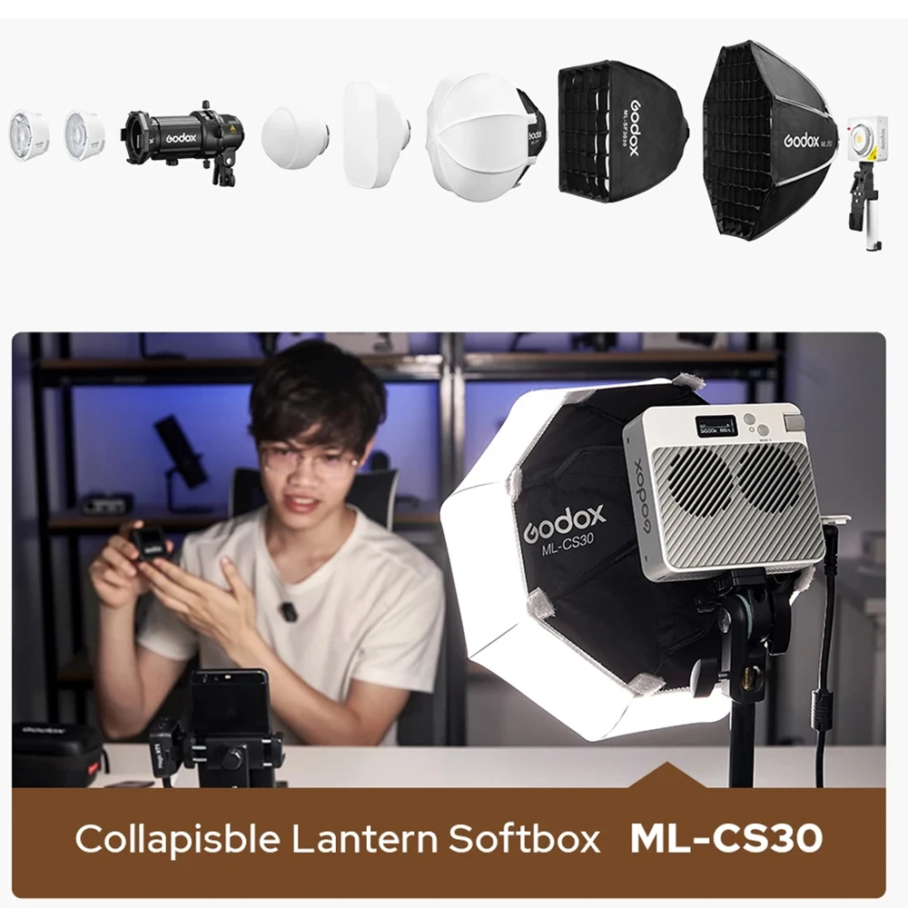 

Аксессуары для мягкого светового короба Godox, софтбокс Godox ML-CS30, софтбокс, фонарь ML100/60IIBi, фотография для лампы, сферический софтбокс