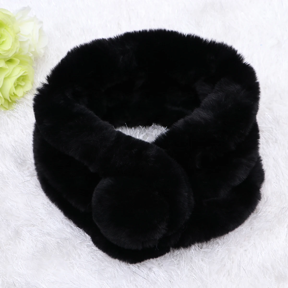 

Imitation Rabbit Scarf Women Warm Black Casual Scarves Faux Autumn And Winter