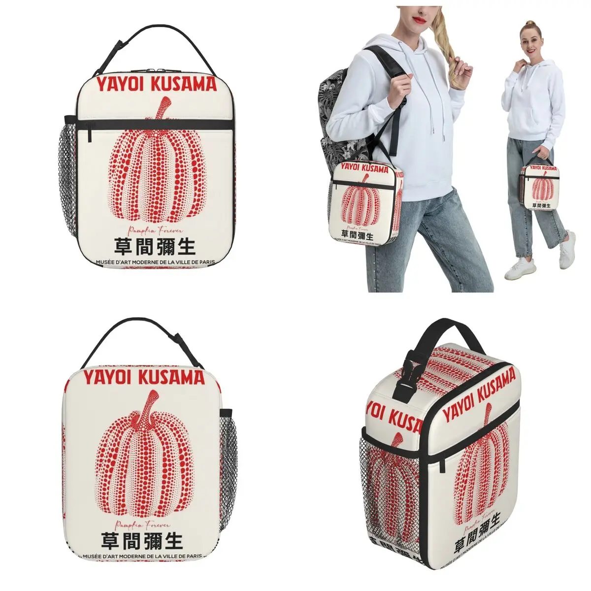 Lunch Box Yayoi Kusama Merch rework Red Pumpkin Lunch Container Y2K Cooler Thermal Lunch Box per la scuola