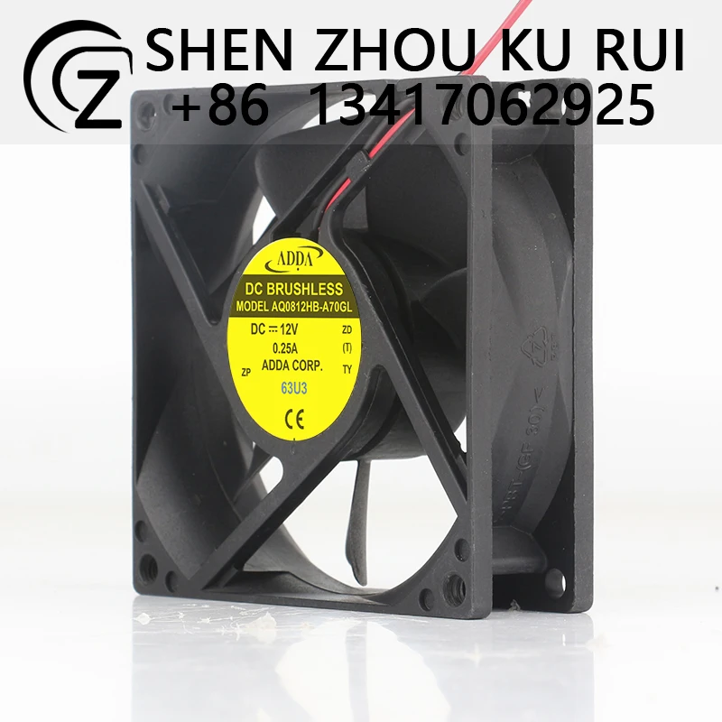 Original ADDA Advanced waterproof chassis 5V 24V 48V DC12V 0.25AC EC 8025 80X80X25MM 8CM 2-wire silent AQ0812HB-A70GL coolingfan