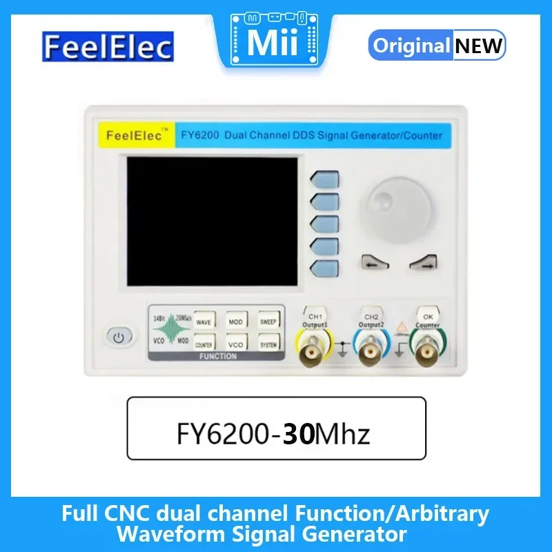 FY6200-30M dual channel function Arbitrary Waveform DDS signal generator, Frequency counting panel type signal Source