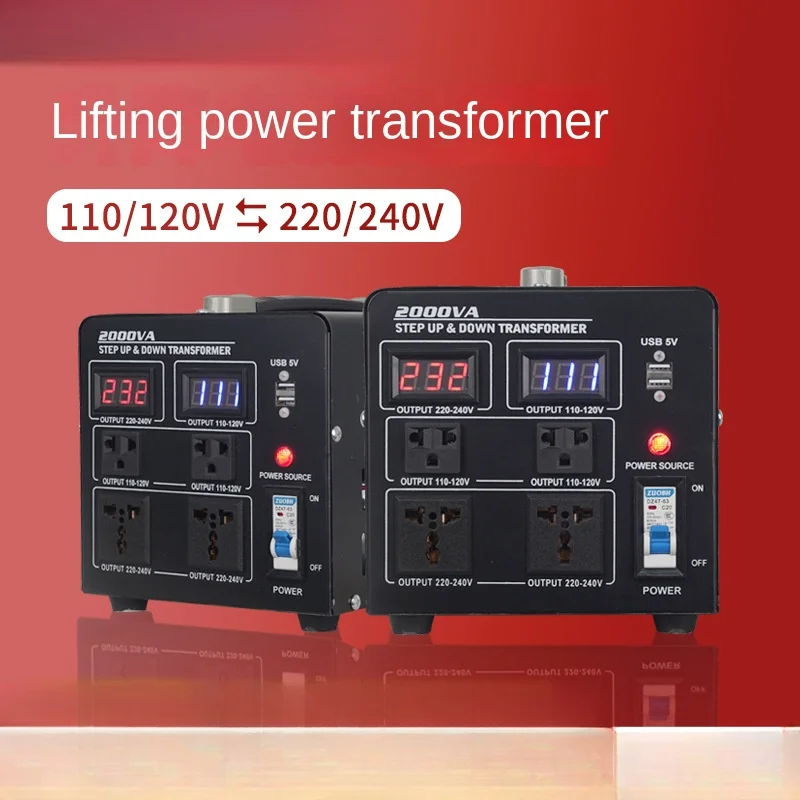 محول جهد VFD تصعيد وتنحي 220 فولت إلى 110 فولت و110 فولت إلى 220 فولت، 1000 وات - 5000 وات، كفاءة 95% من النوع الجاف