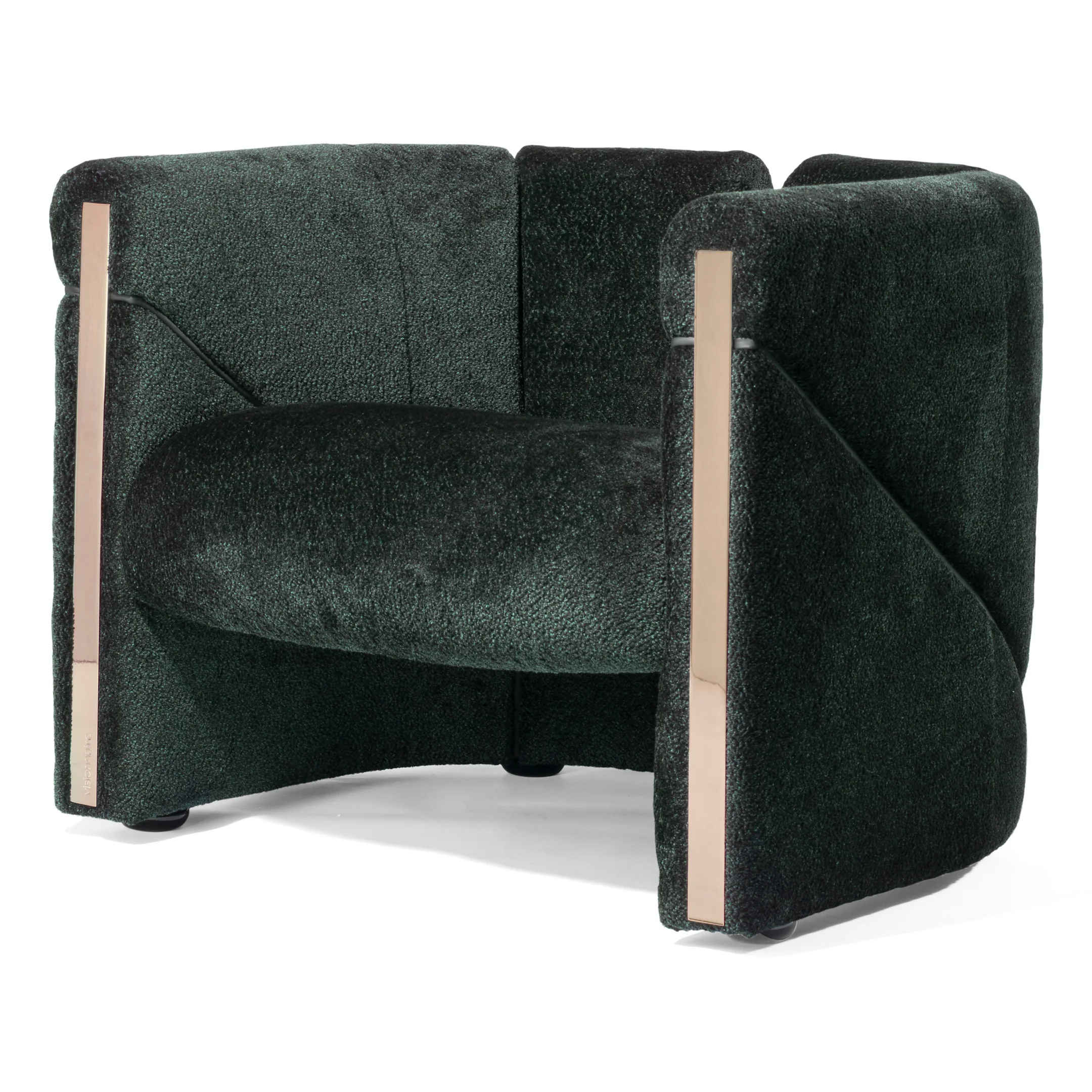 Luxury Modern High-End Designer  Lounge Chair Sculptura  Green Velvet Armchair with Metal Details Contemporary Club Chair