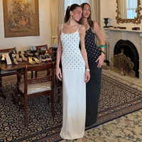 2026 New Womens Polka Dot French Style Long Slip Dress Sleeveless Hip Hugging Slim Fit Casual Women Clothing
