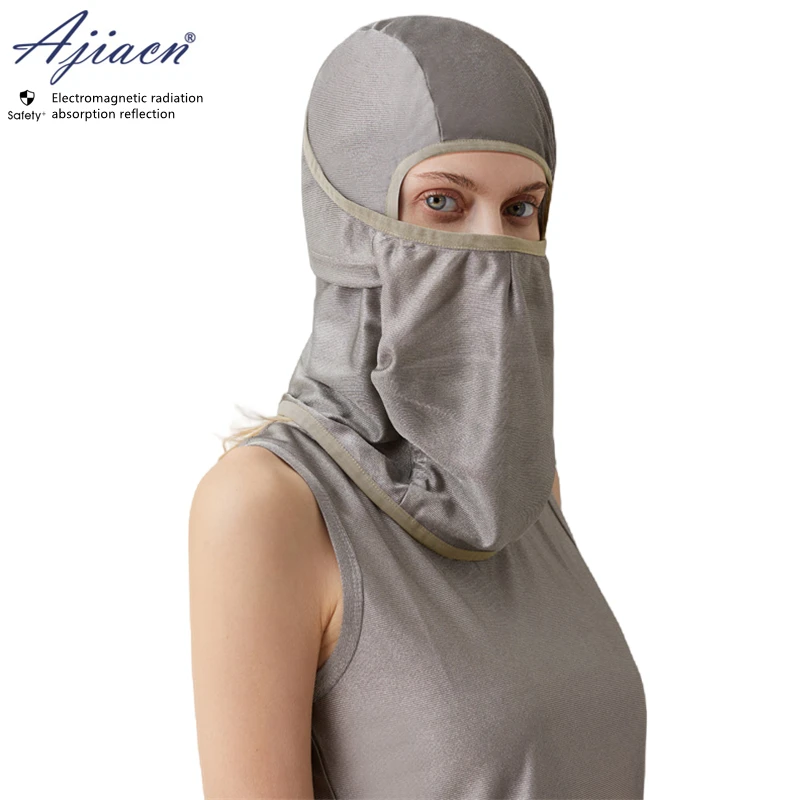 Electromagnetic radiation protective 100% Silver fiber knitted fabric head cover mobile phone, computer EMF shielding head hood