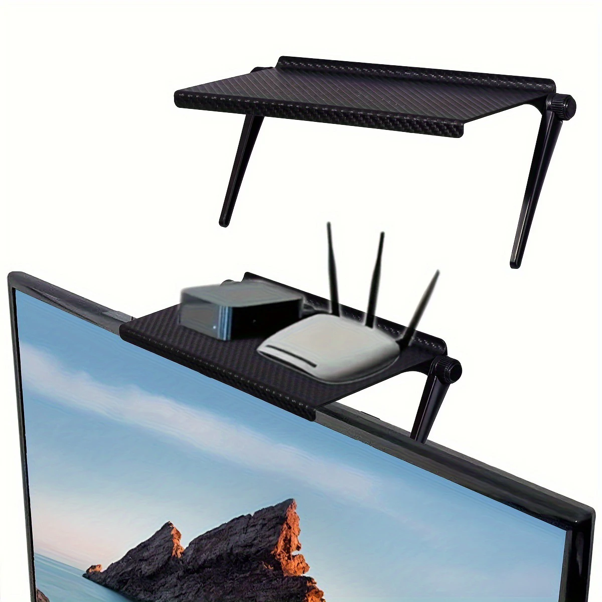 TV Screen Top Storage Shelf Adjustable Monitor Storage Rack Computer Desktop Display Stand TV Router Storage Rack Home Organizer