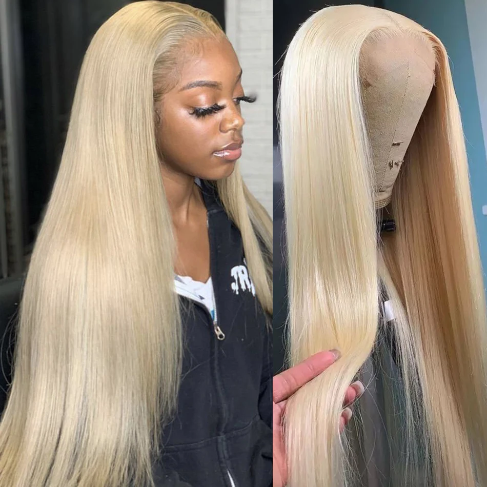 613 Blonde Lace Front Human Hair Wigs 28 30 32 Inch Brazilian Remy 13x4 Honey Straight HD Transparent Lace Frontal Wig For Women