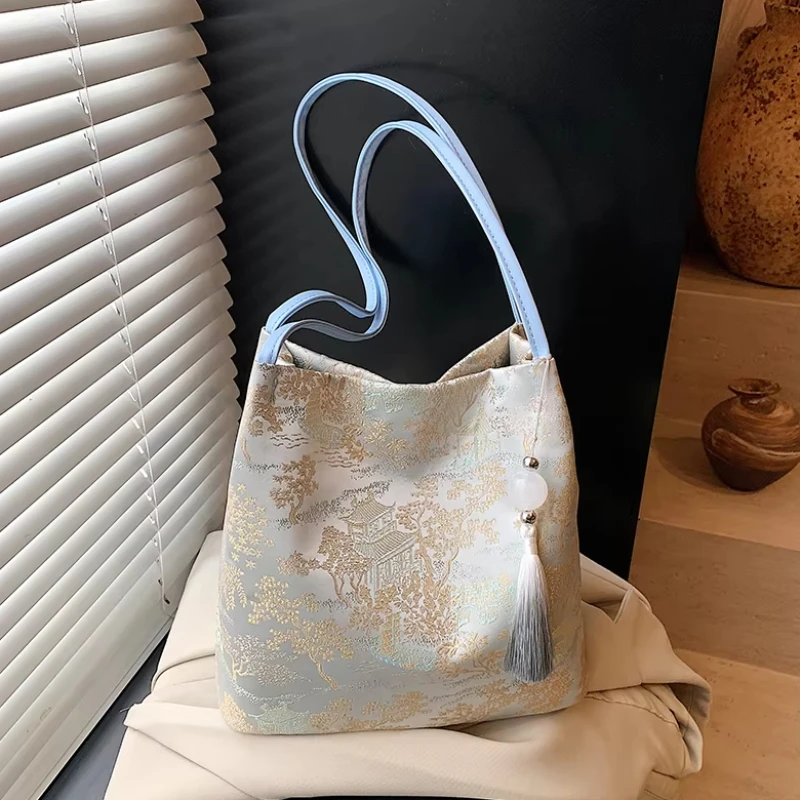 

Solid Color Silk Hasp Chinese Style Shoulder Bags Personality Simple Women's Handbags 2026 High Quality Sweet Bags for Women