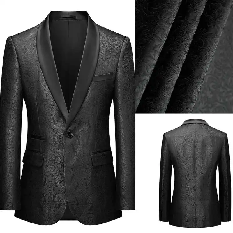 

Elegant Men's Suits One Piece Jacquard Single Breasted Peaked Lapel Groom Formal Tuxedos Prom Customized Trajes Para Hombre