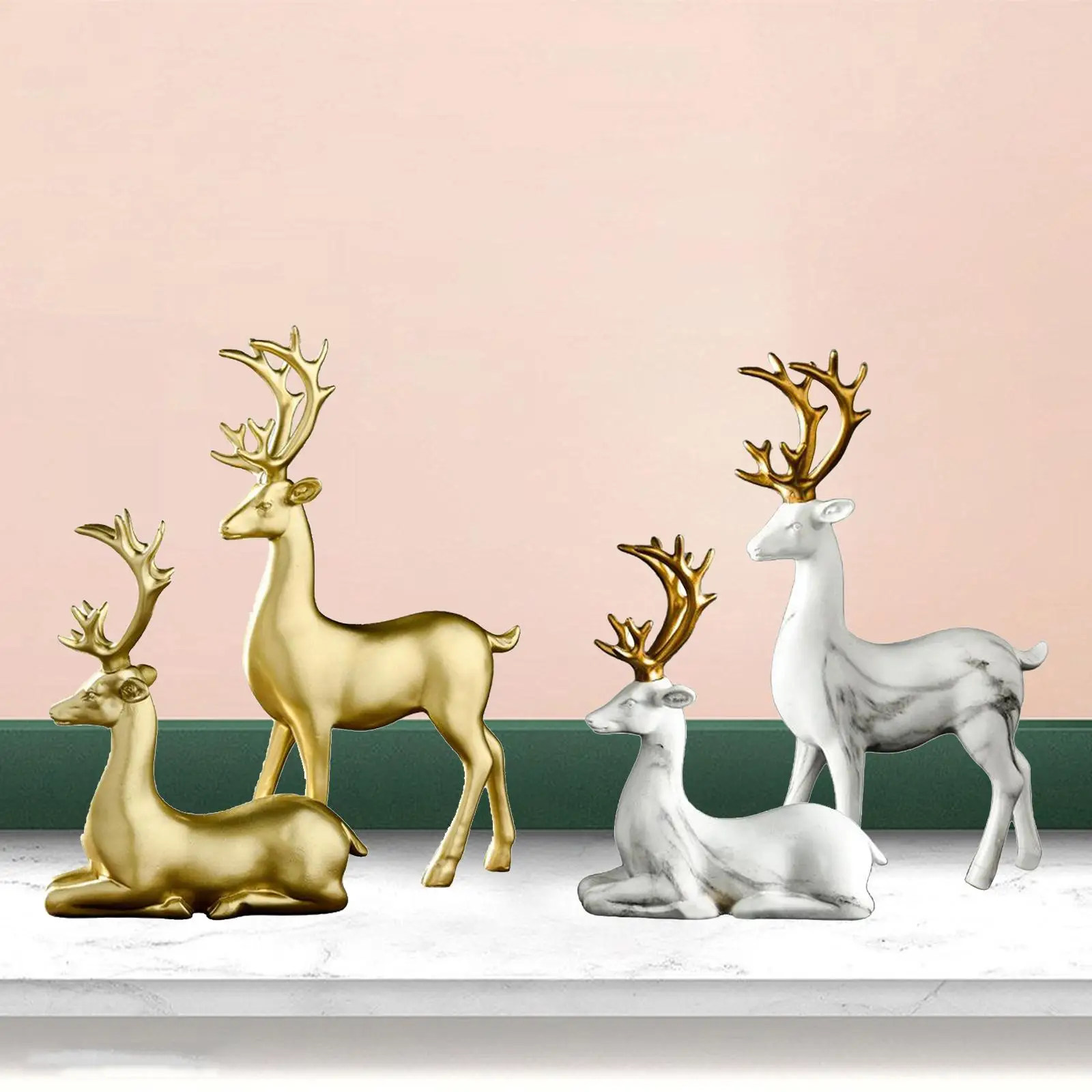 Elk Figurines Desktop Small Sculpture Deer Ornaments Shopwindow Desktop Gift