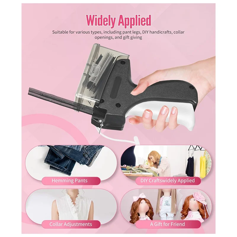 AED2-Stitch-Gun مع صندوق تخزين، مسدس وضع العلامات للخياطة السريعة، تثبيت الملابس المؤقتة مع 1200 قطعة من مثبتات البارب