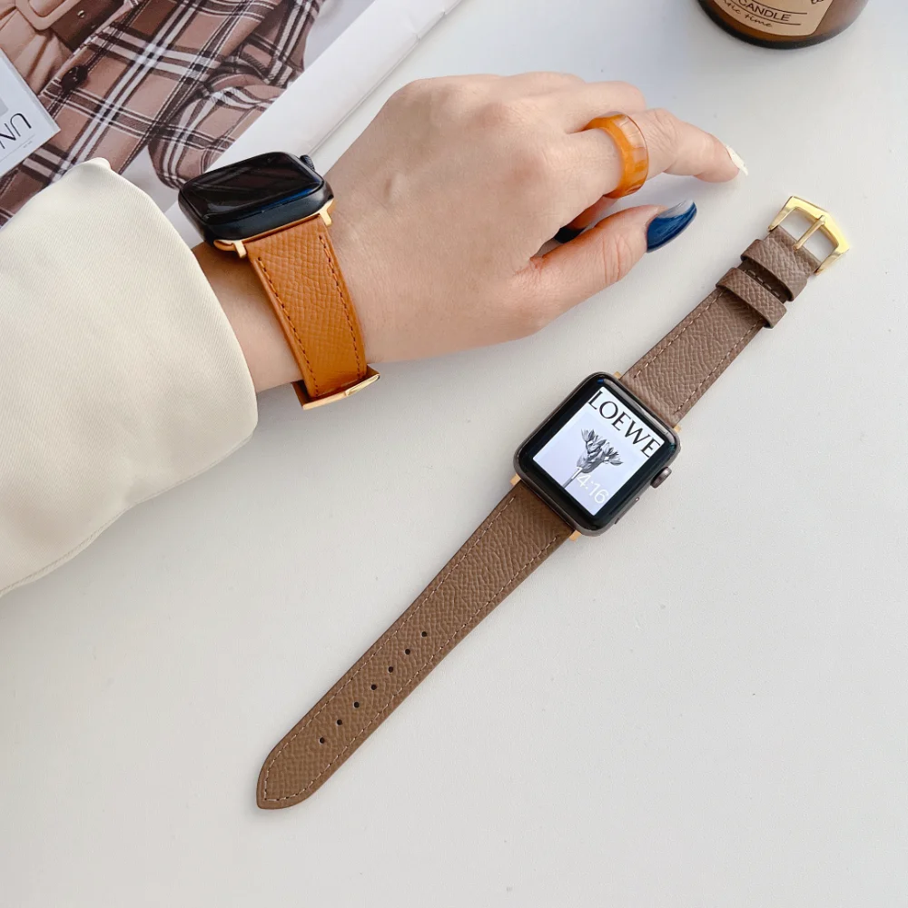 

Leather Strap for Apple Watch 44mm 45mm 49mm 41mm 40mm 42mm 38mm High end Bracelet Correa for iWatch Series 7 5 4 6 SE 3 8 Band