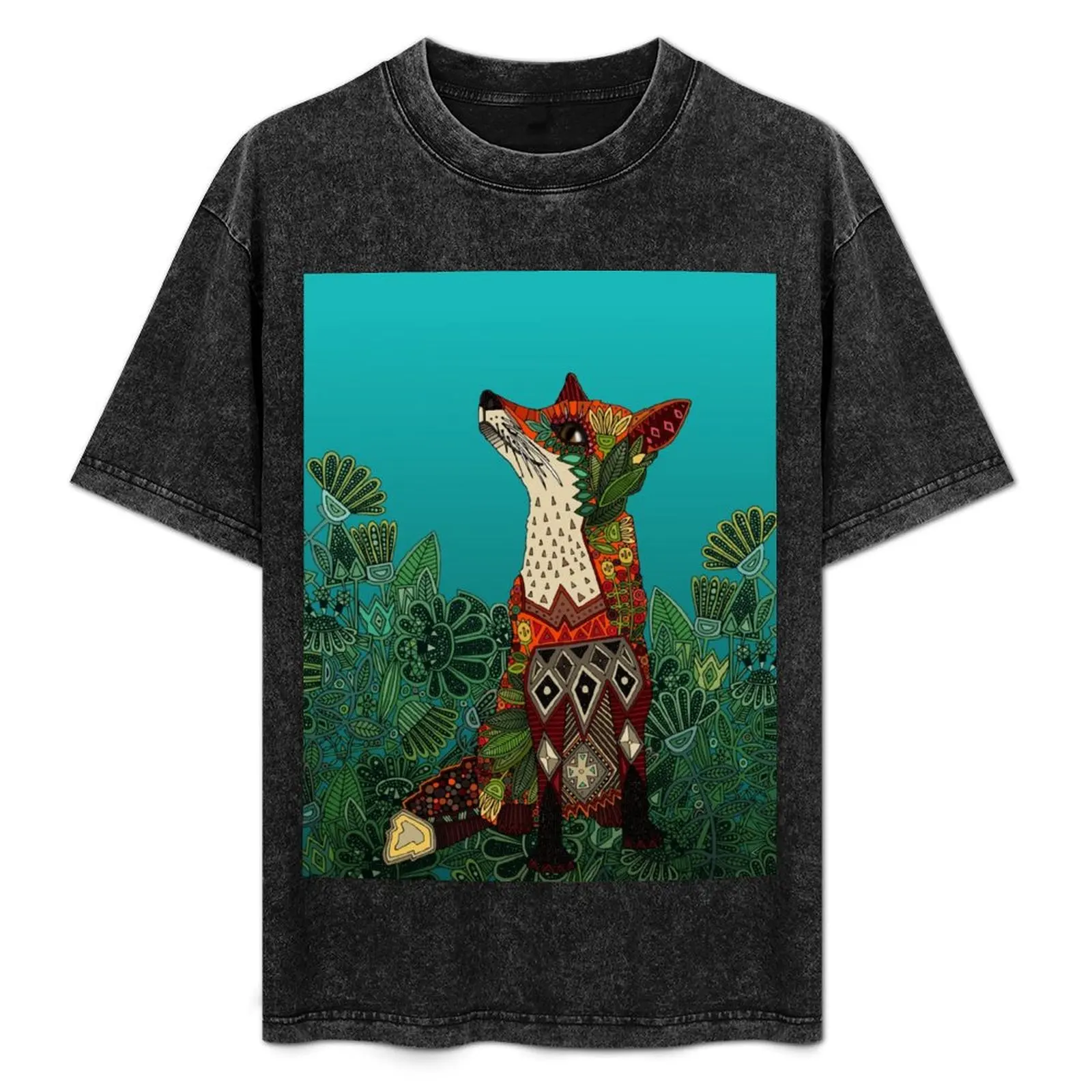 

floral fox T-Shirt Basic Solid Color Short Sleeve T-Shirt