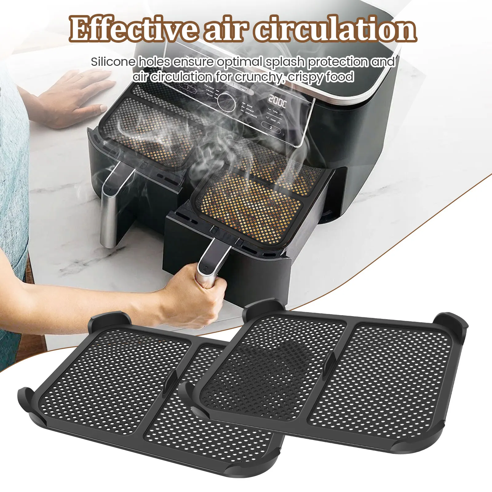 2Pcs Air Fryer Splatter Schutz Hitzebeständige Air Fryer Splatter Bildschirm Spülmaschinenfest Öl Splatter Schutz für Ninja Foodi max