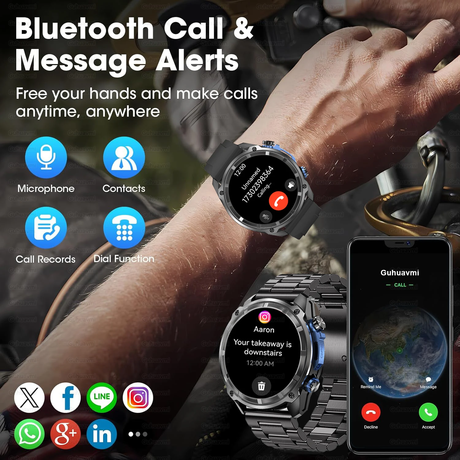 New Outdoors GPS&TOPO Map Smart Watch 4GB RAM AMOLED Screen Dual-Band AGPS 860mAh Swim 6-axis sensor 10ATM Waterproof Smartwatch