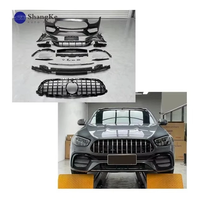 For E200 Body Kits 2021 E-class W213 Upgrade E63 Car Bumpers with Grille Facelift Body Kit