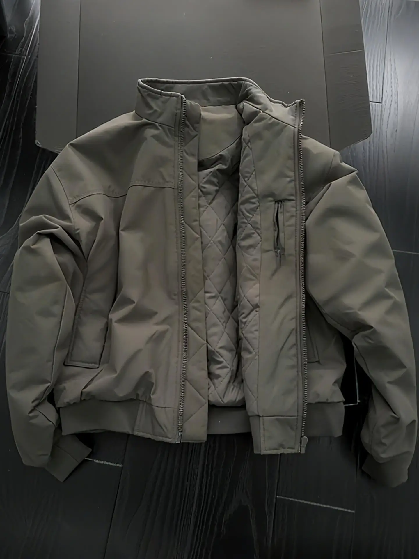 

Wolf ey Stand Collar Tee-Proof Flight Jaet Cotton Workwear Men's ort Sle Casual Outerwear Polyester Fiber