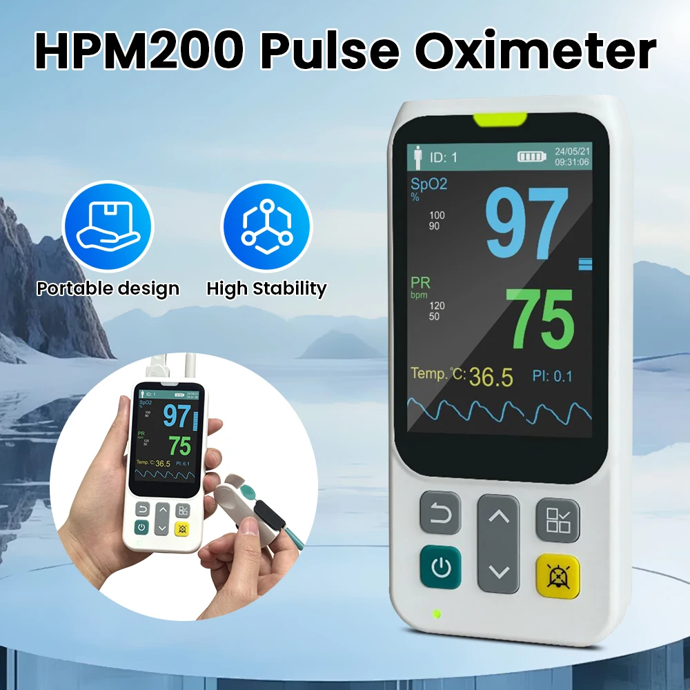 Monitor de paciente portátil HPM200 Oxímetro Vital SPO2 PR PI Monitor de ritmo cardíaco para niños recién nacidos adultos