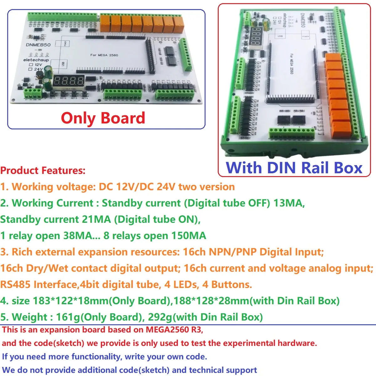 

Высококачественная плата расширения реле для MEGA2560 R3 с связью RS485, 16AI-16DI-16DO, вход тока 4–20 мА