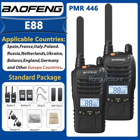 Baofeng Mini Walkie Talkie E88 PMR 446 USB Portable Two-way Radio 2/4pcs Walkie-talkies PMR446 Portable Radios for Hunting Cafe