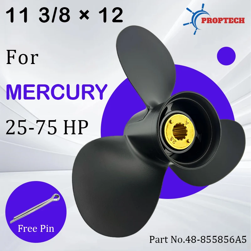 

Гребной винт для лодочного мотора Mercury Marine 25-70 л.с., 11 3/8x12, 3 лопасти, 13 шлицов